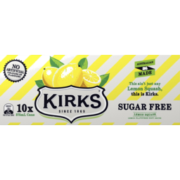 Photo of Kirks Lemon Squash Suagr Free Cans 10x375ml