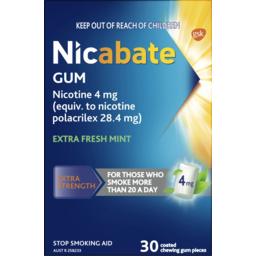 Photo of Nicabate Extra Fresh Mint Extra Strength 4mg Gum 30 Pack