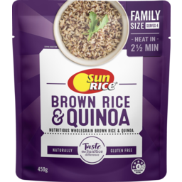 Photo of Sunrice Brown Rice & Quinoa Perfectly Cooked In 2 1/2 Mins Family Size Gluten Free