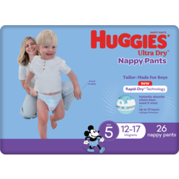 Photo of Huggies Ultra Dry Nappy Pants For Boys 12-17kg Size 5 26 Pack