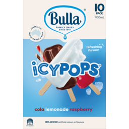 Photo of Bulla Raspberry Cola Lemonade Icy Pops Ice Blocks 10 Pack 700ml