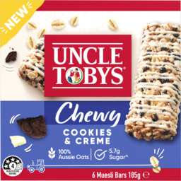 Photo of Uncle Toby's Muesli Bars Cookies & Cream 6pk 185g
