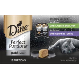 Photo of Dine Perfect Portions Wet Cat Food Chicken And Liver, Turkey Pate 6 Pack (12x37.5g) Trays