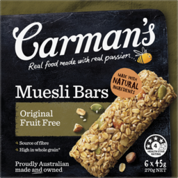 Photo of Carmans Original Fruit Free Muesli Bars 6 Pack 270g