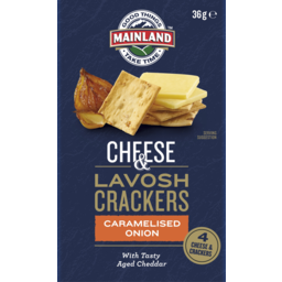 Photo of Mainland On The Go Tasty Aged Cheddar Cheese With Caramelised Onion Lavosh Crackers 4 Pack