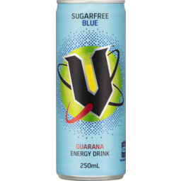 Photo of V Guarana Energy Drink Blue Sugar Free Can 250ml