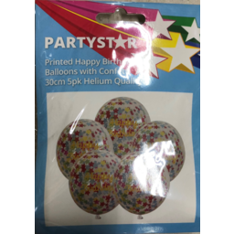 Photo of Party Star Balloon Happy Birthday with Confetti 5pk