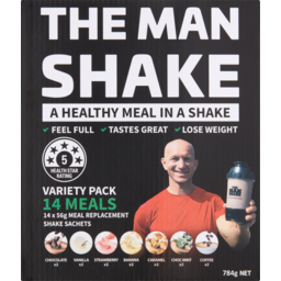 Photo of The Man Shake 14 Meal Replacement Sachets Variety Pack 784g