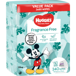 Photo of Huggies Baby Wipes Unscented 3 x 80pks