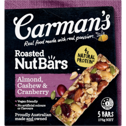 Photo of Carmans Almond Cashew & Cranberry Roasted Nut Bars 5 Pack