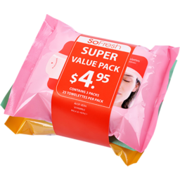 Photo of So Fresh Aloe Vera Vitamin E & Milk Honey Face Care Cleansing Towelettes Value Pack 3x25 Pack