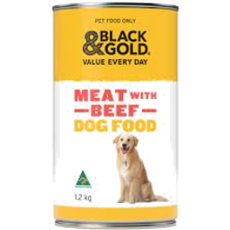 Photo of Black & Gold Dog Food Meat With Beef