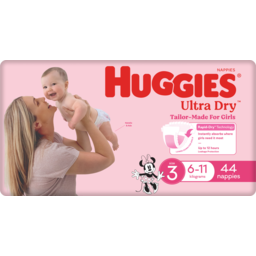 Photo of Huggies Ultra Dry Nappies For Girls 6-11kg Size 3 44 Pack