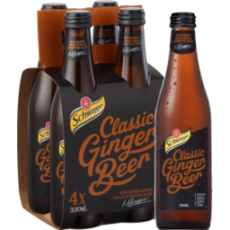 Photo of Schweppes Classic Ginger Beer Multipack Soft Drink Glass Bottles 330ml 4 Pack