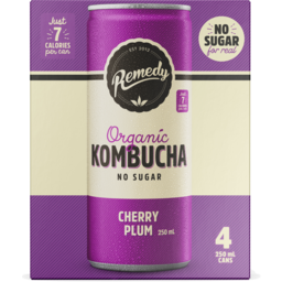 Photo of Remedy Kombucha Cherry Plum 250ml 4 Pack