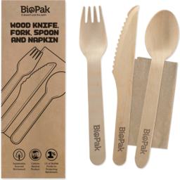 Photo of Biopak Cutlery Kit Wooden 4pk