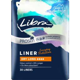 Photo of Libra Dry Long Pro Skin Everyday Protection Panty Liners 30 Pack