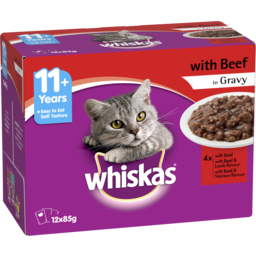 Photo of Whiskas Mature Wet Cat Food With Beef In Gravy Cartons
