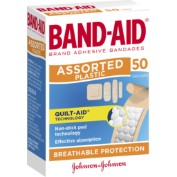 Photo of Band-Aid Brand Plastic Strips Assorted Shapes 50pk