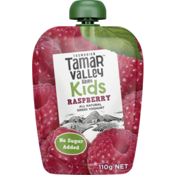 Photo of Tamar Valley Dairy Raspberry Greek Yoghurt Kids Pouch 110g