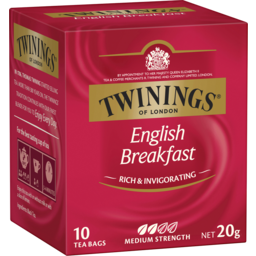 Photo of Twinings English Breakfast Medium Strength Tea Bag 10 Pack 20g