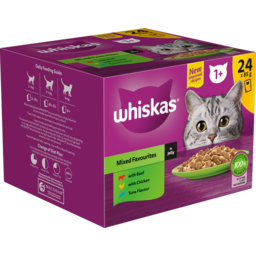 Photo of Whiskas® 1+ Years Adult Wet Cat Food With Mixed Favourites In Jelly 24x85g Pouch 24.0x85g