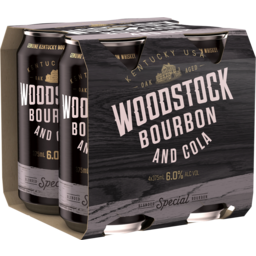 Photo of Woodstock Bourbon & Cola 6.0% 375ml 4 Pack