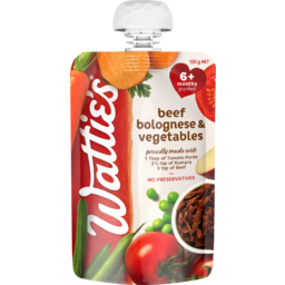 Photo of Wattie's Baby Food Stage 2 Beef Bolognaise & Vegetables Pouch 7+ Months 120g