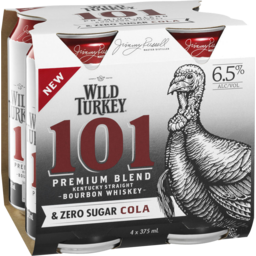 Photo of Wild Turkey & Cola Zero 4 X 375ml Can 