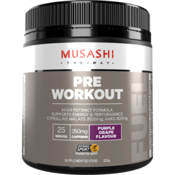 Photo of Musashi Purple Grape Pre Workout Powder 225g