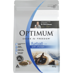 Photo of Optimum Furball Dry Cat Food With Chicken 800gm Bag