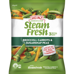Photo of Heinz Steamfresh Broccoli, Carrots & Sugarsnap Peas 450gm