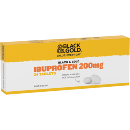 Photo of Black & Gold Ibuprofen Tablets 24pk