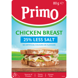 Photo of Primo Chicken Breast 25% Less Salt Thinly Sliced Gluten Free 80g
