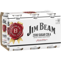 Photo of Jim Beam Bourbon & Zero Sugar Cola 6 Pack 375ml