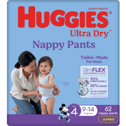 Photo of Huggies Ultra Dry Nappy Pants For Boys 9-14kg Size 4 Jumbo 62 Pack