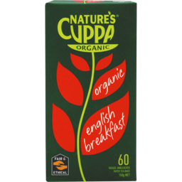 Photo of Natures Cuppa Organic English Breakfast 60pk 20% Extra Free