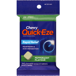 Photo of Quick Eze Rapid Relief Heartburn & Indigestion Peppermint Flavour Antacid Tablets 3x8pk