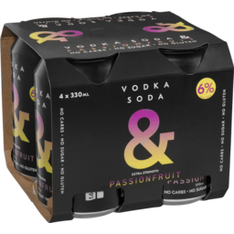 Photo of Vodka Soda & Black Passionfruit 6% X 4 4x330ml
