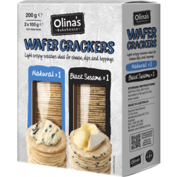 Photo of Olina's Bakehouse Wafer Crackers Natural And Black Sesame 2 Pack 200g