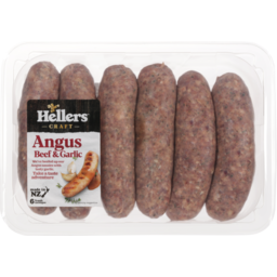 Photo of Hellers Craft Angus Beef & Garlic Sausages 6 Pack