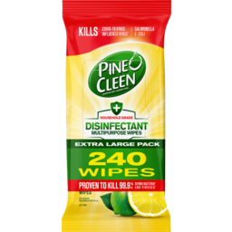 Photo of Pine O Cleen Lemon Lime Disinfectant Multipurpose Wipes Extra Large Pack 2x120
