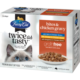 Photo of Fussy Cat Wet Cat Food Grain Free Bites & Chicken Gravy 12 Pack