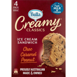 Photo of Bulla Ice Cream Sandwich Chocolate Caramel & Peanut 4pk