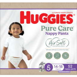 Photo of Huggies Pure Care Nappy Pants Boys & Girls Size 5 52 Pack