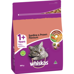 Photo of Whiskas 1+ Dry Cat Food Sardine & Prawn Flavours 800g Bag 800g
