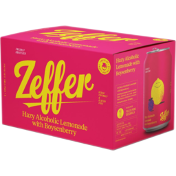 Photo of Zeffer Hazy Alcoholic Lemonade With Boysenberry 330ml Can 4x6 Pack
