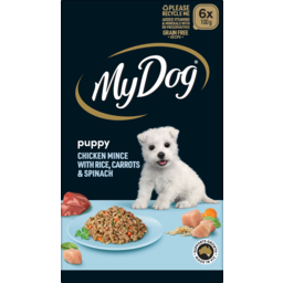Photo of My Dog Puppy Chicken Mince With Rice Carrots & Spinach Dog Food 6x100g