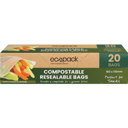 Photo of Ecopack Resealable Bags Compostable 160 X 110mm 20 Each