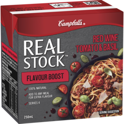 Photo of Campbells Real Stock Flavour Boost Red Wine Tomato & Basil 250ml